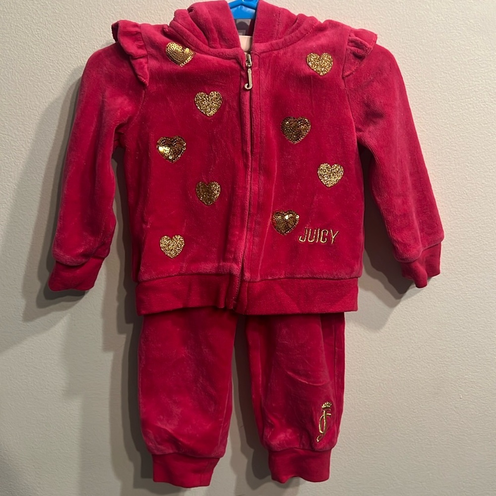 Baby girls JUICY COUTURE hoodie and sweatpants set. Size 12 months.
